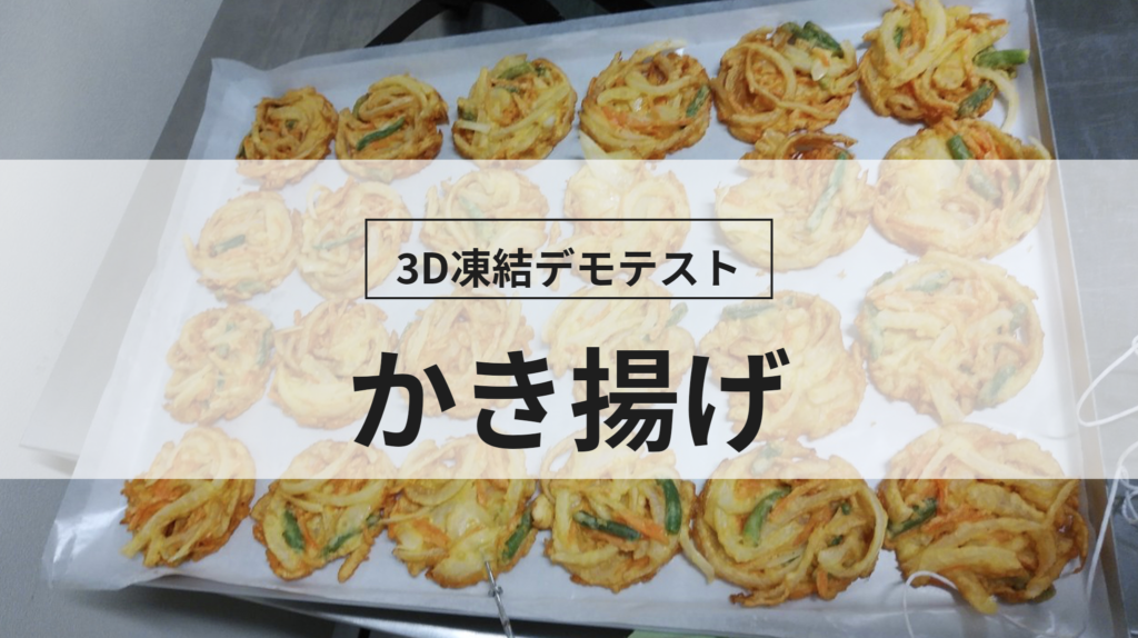 3D凍結デモテストに使用するかき揚げ（冷凍前）の写真