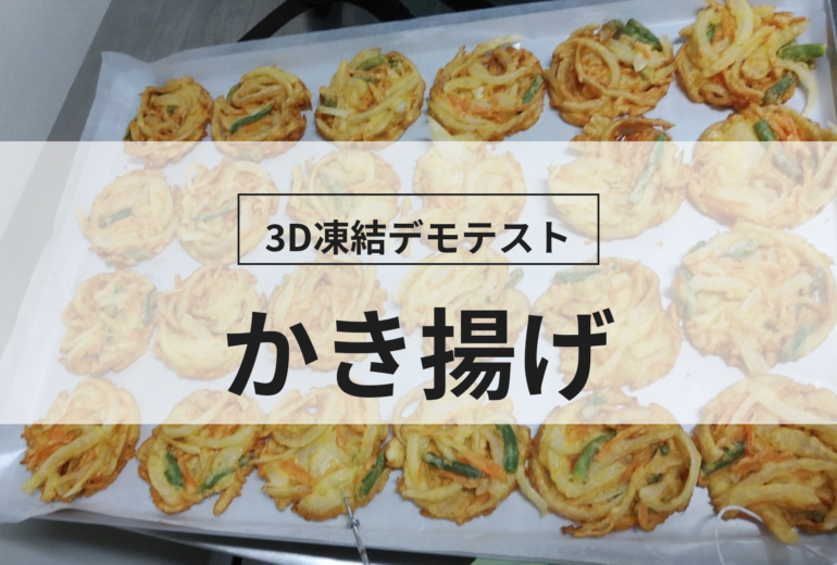 3D凍結デモテストに使用するかき揚げ（冷凍前）の写真