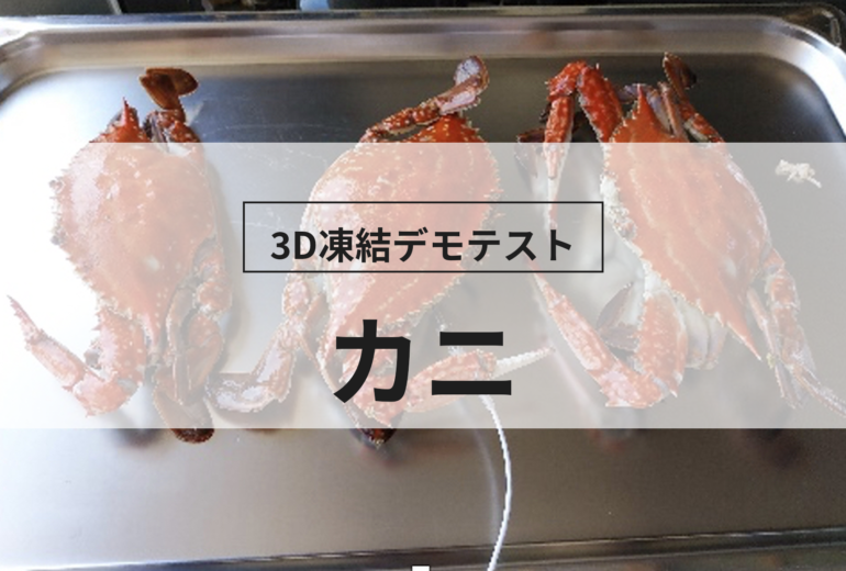 3D凍結デモテストに使用するカニ（冷凍前）の写真
