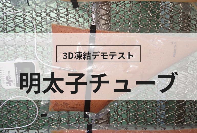 3D凍結デモテストに使用する明太子チューブ（冷凍前）の写真