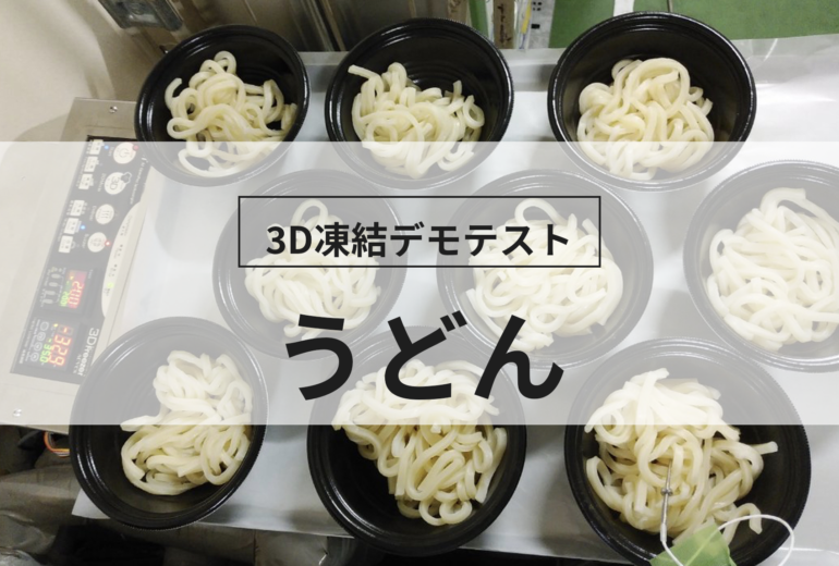 3D凍結デモテストに使用するうどん（冷凍前）の写真
