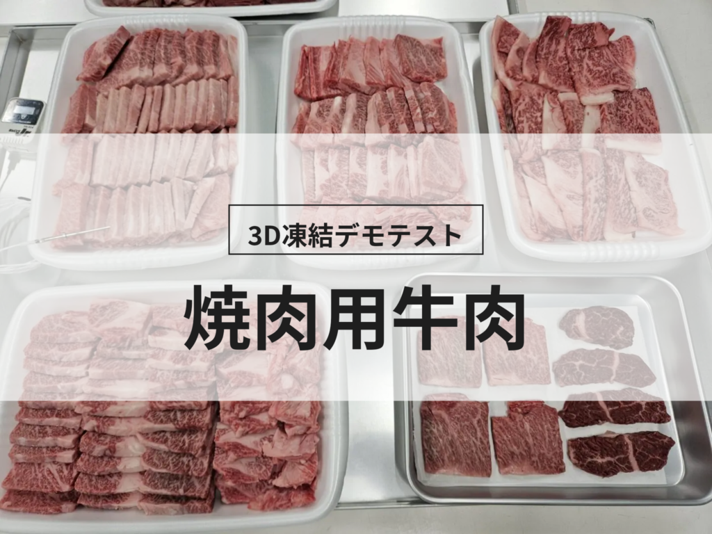 3D凍結デモテストに使用する焼肉用牛肉（冷凍前）の写真