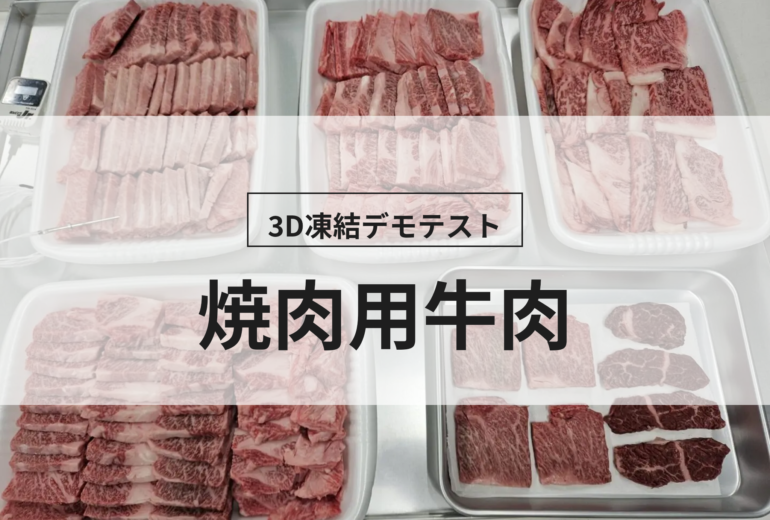 3D凍結デモテストに使用する焼肉用牛肉（冷凍前）の写真