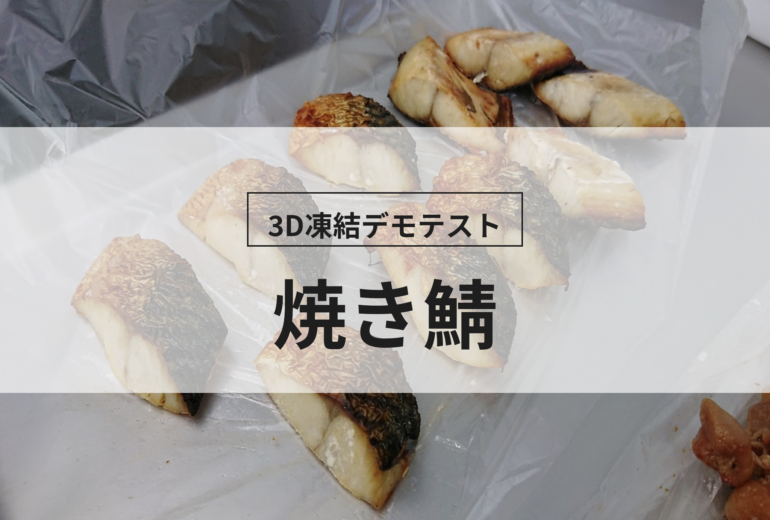 3D凍結デモテストに使用する焼き鯖（冷凍前）の写真