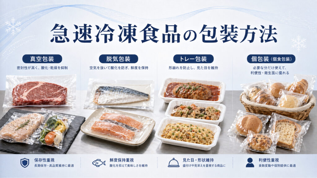 急速冷凍食品の包装方法 真空包装・脱気・トレーの使い分け