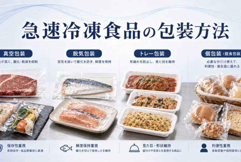 急速冷凍食品の包装方法 真空包装・脱気・トレーの使い分け