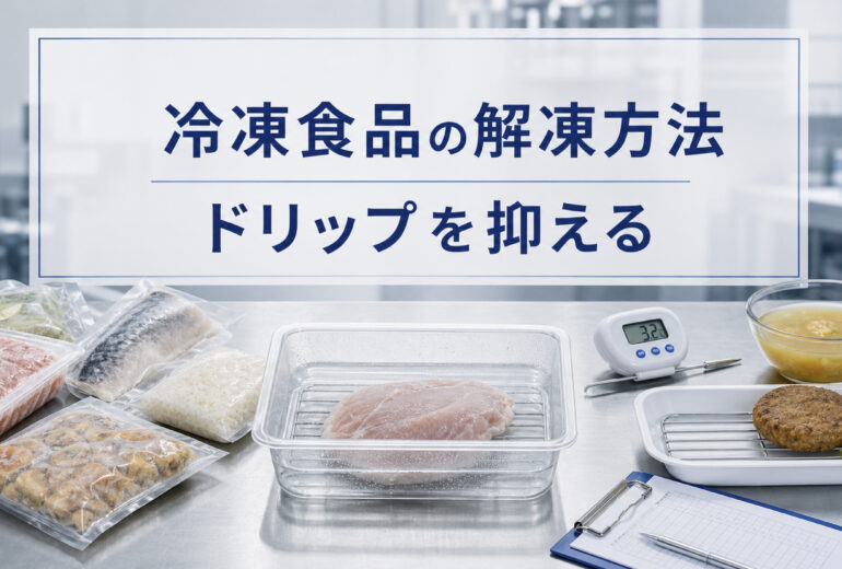 冷凍食品の解凍方法とドリップを抑える品質管理のイメージ