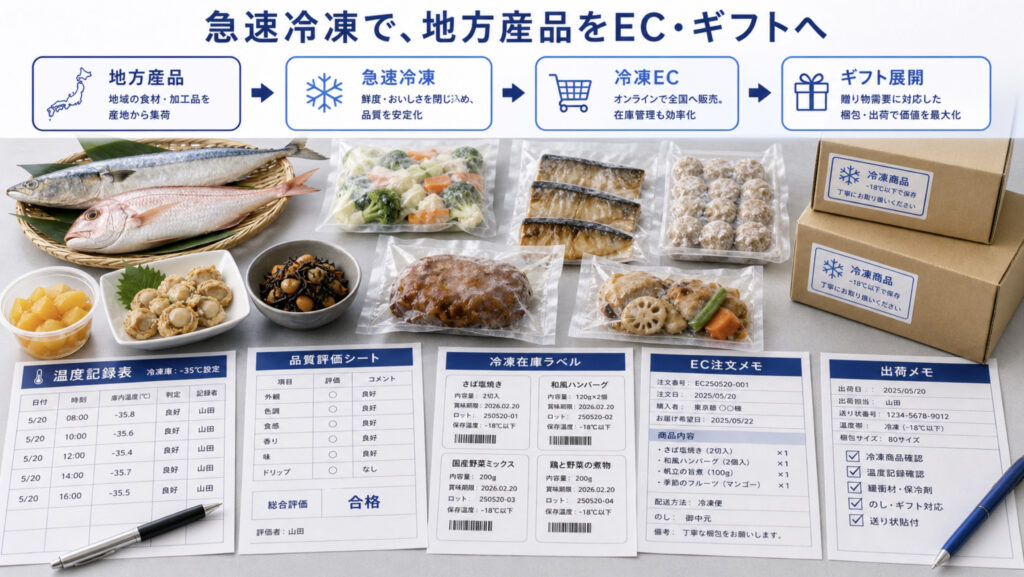地方産品を急速冷凍してECやギフト展開へ広げる補助画像