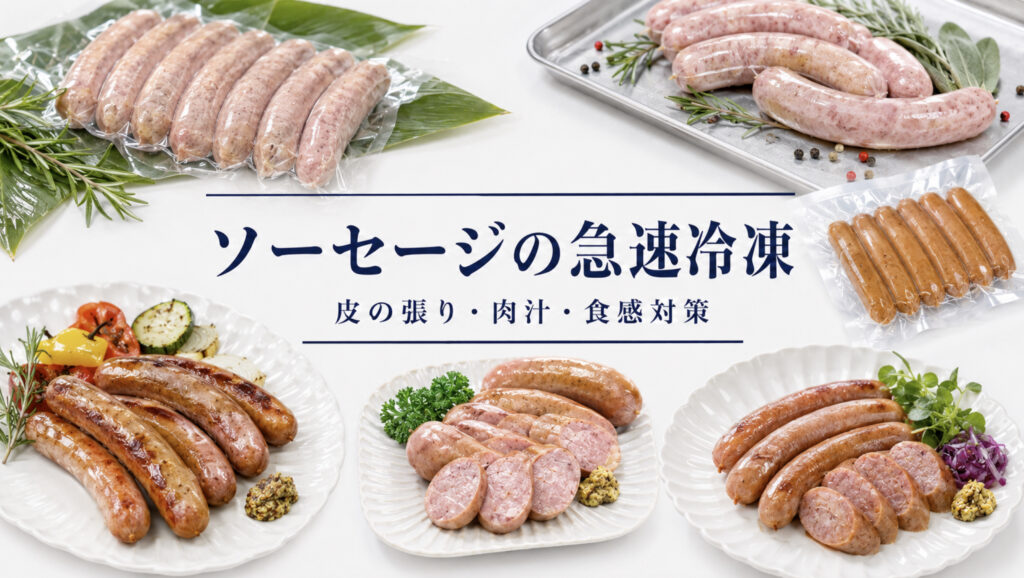 ソーセージの急速冷凍で品質と温度管理を確認する業務用資料イメージ