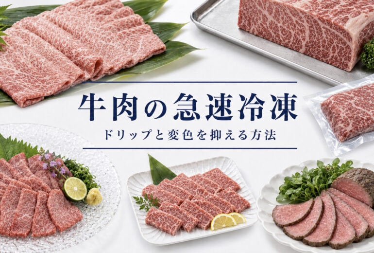 牛肉の急速冷凍で品質と温度管理を確認する業務用資料イメージ