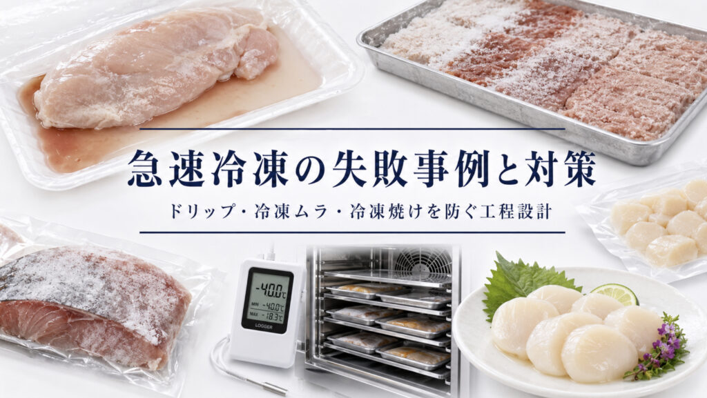 急速冷凍の失敗事例と対策を食品工場の品質確認で見直すイメージ