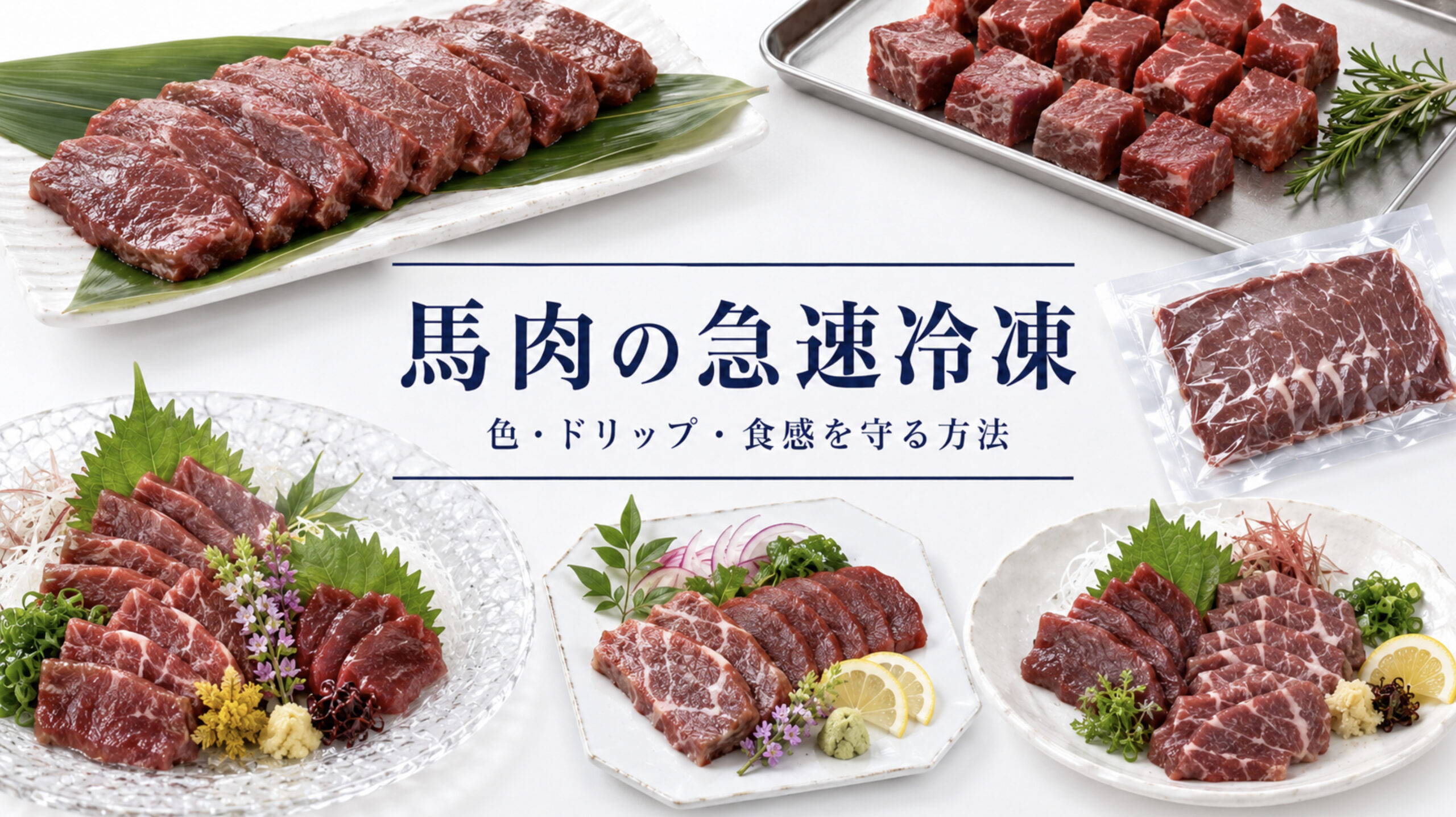 馬肉の急速冷凍で品質と温度管理を確認する業務用資料イメージ