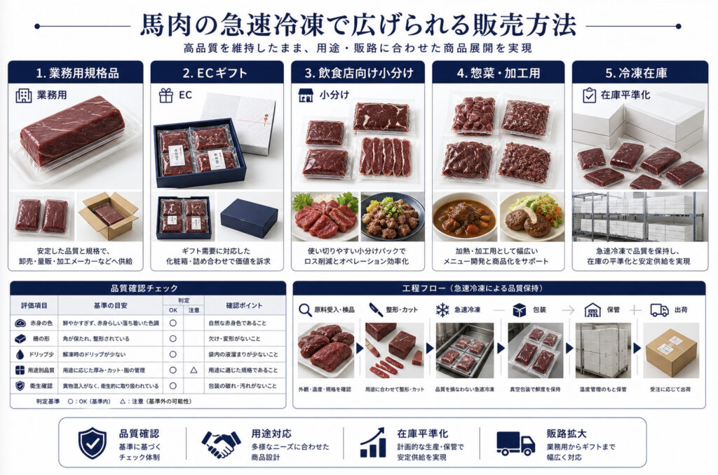馬肉の急速冷凍でEC、ギフト、業務用販売を広げる補助画像