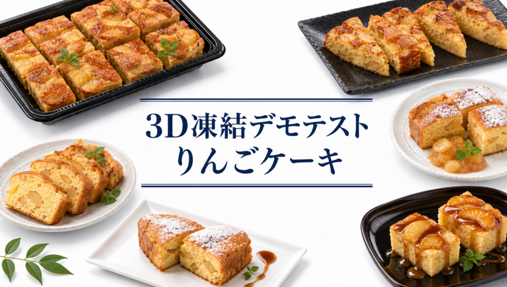 りんごケーキを3Dフリーザー®で急速冷凍するデモテスト