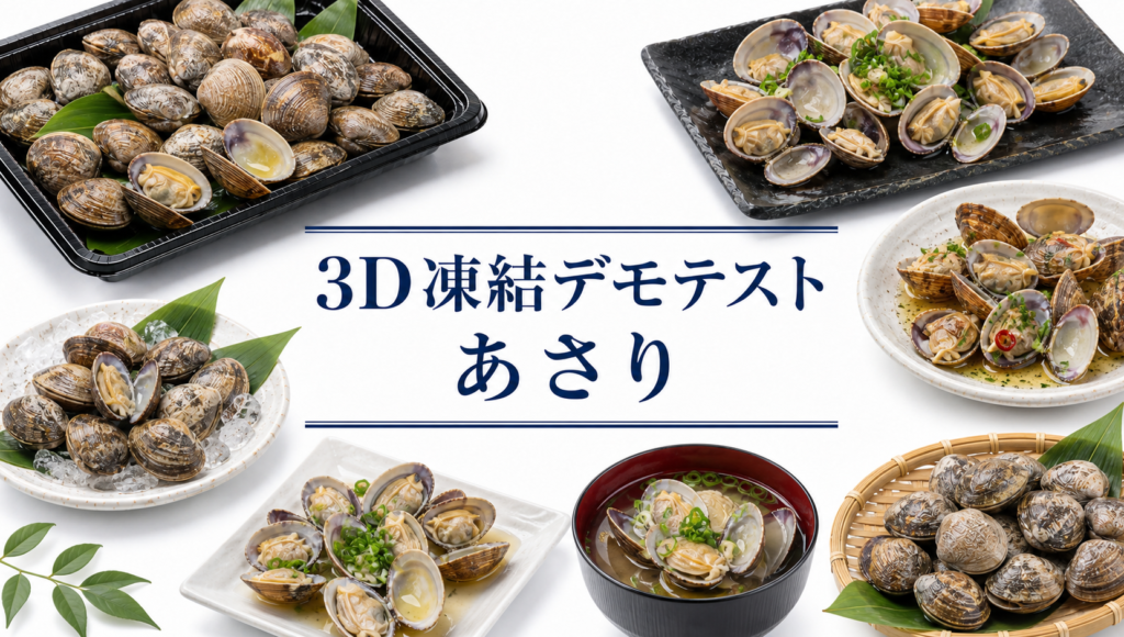 あさりを3Dフリーザー®で急速冷凍するデモテスト