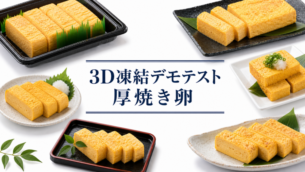 厚焼き玉子を3Dフリーザー®で急速冷凍するデモテスト