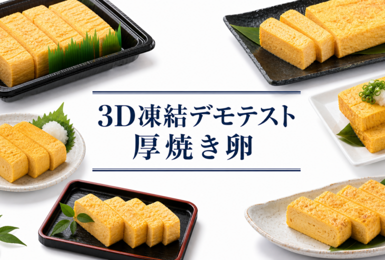 厚焼き玉子を3Dフリーザー®で急速冷凍するデモテスト