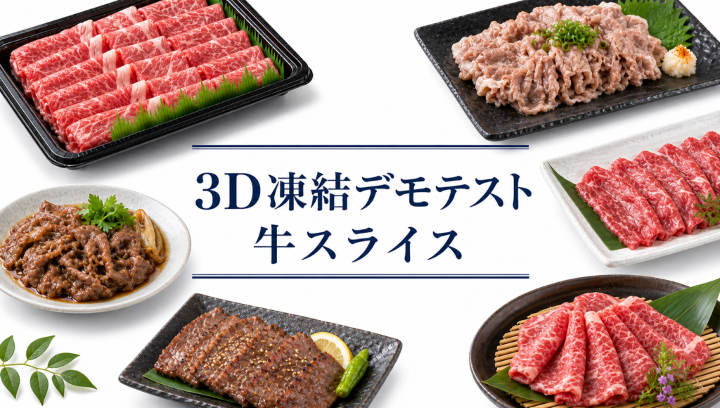 牛スライスを3Dフリーザー®で急速冷凍するデモテスト