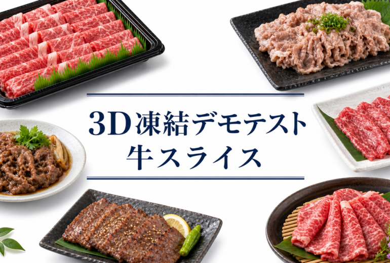 牛スライスを3Dフリーザー®で急速冷凍するデモテスト