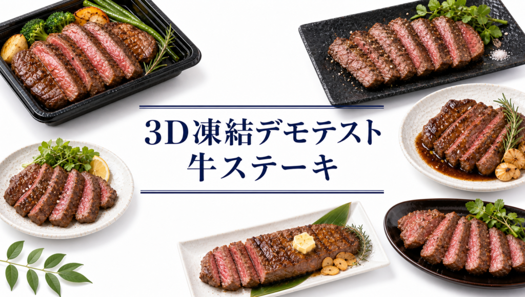 牛ステーキを3Dフリーザー®で急速冷凍するデモテスト