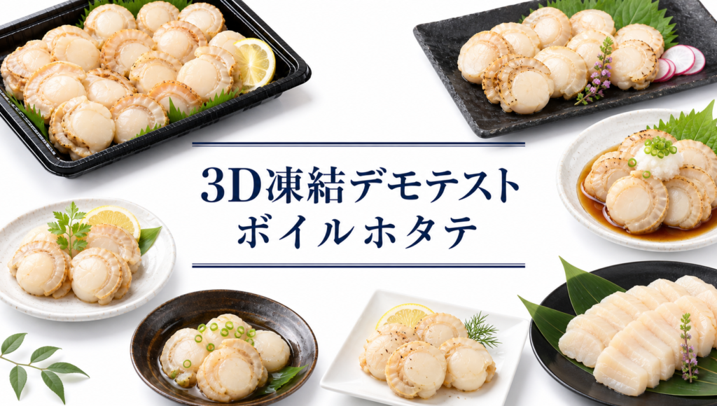 ボイルホタテを3Dフリーザー®で急速冷凍するデモテスト