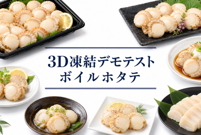 ボイルホタテを3Dフリーザー®で急速冷凍するデモテスト