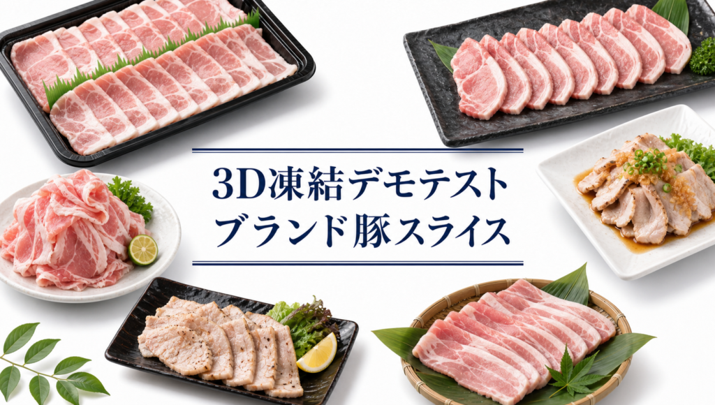 ブランド豚スライスの3Dフリーザー®で急速冷凍するデモテスト