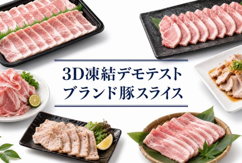 ブランド豚スライスの3Dフリーザー®で急速冷凍するデモテスト