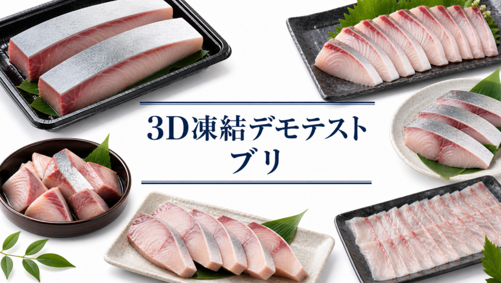ブリを3Dフリーザー®で急速冷凍するデモテスト