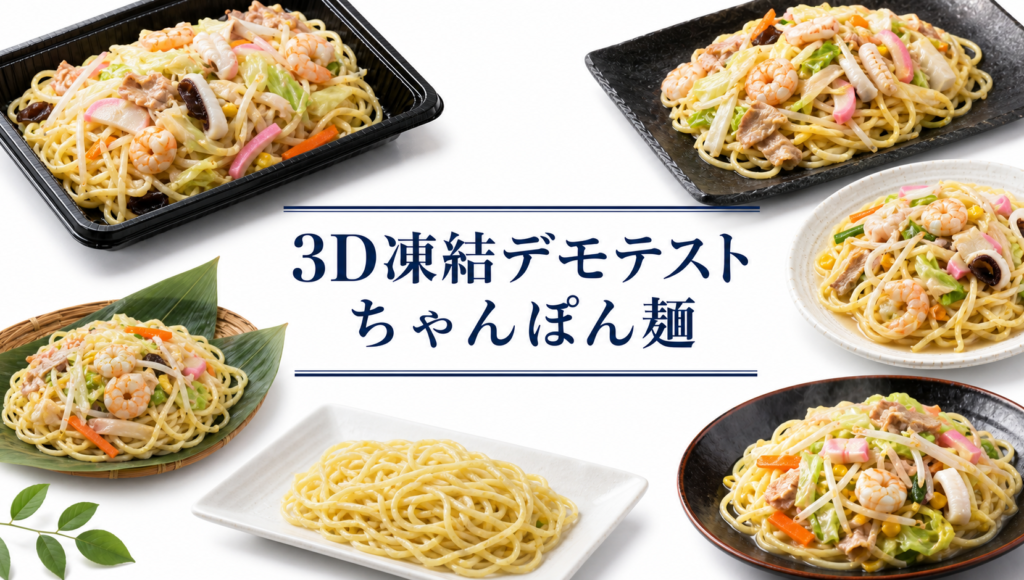 ちゃんぽん麺を3Dフリーザー®で急速冷凍するデモテスト