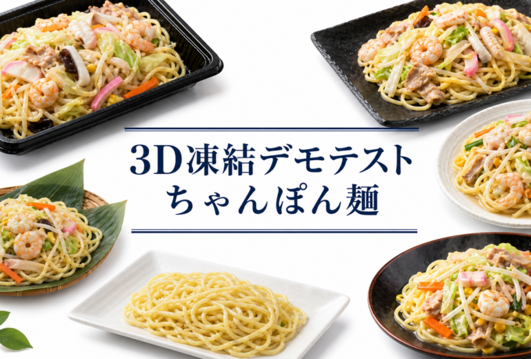 ちゃんぽん麺を3Dフリーザー®で急速冷凍するデモテスト