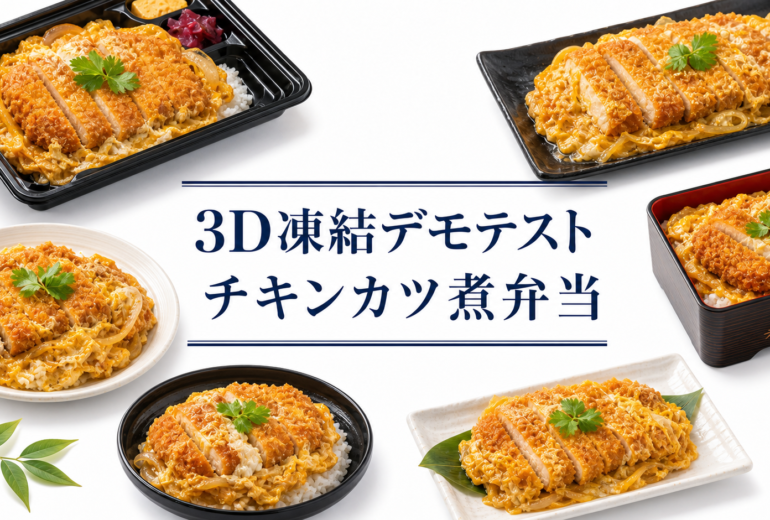チキンカツ煮弁当を3Dフリーザー®で急速冷凍するデモテスト