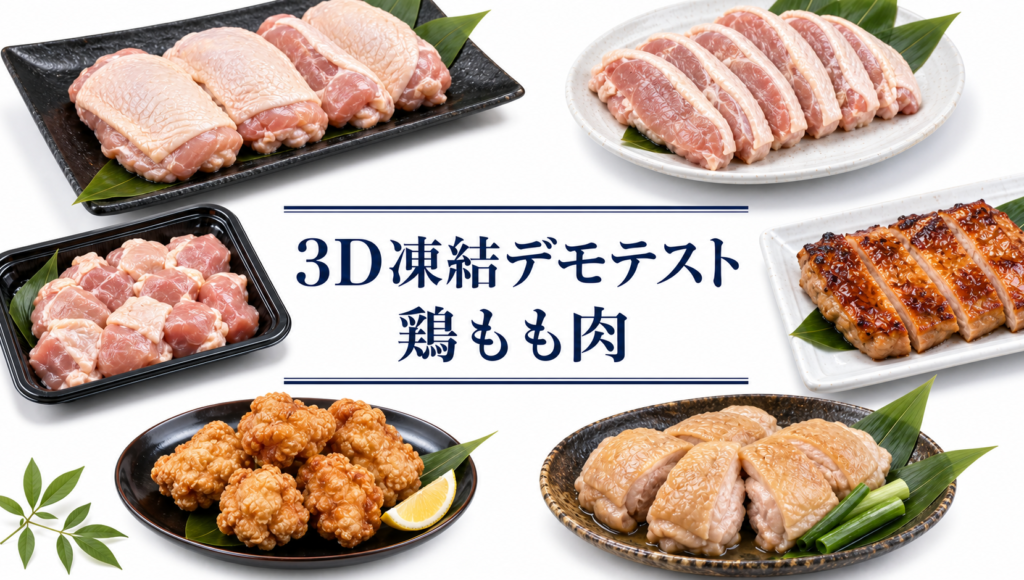 鶏もも肉を3Dフリーザー®で急速冷凍するデモテスト