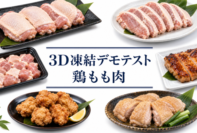 鶏もも肉を3Dフリーザー®で急速冷凍するデモテスト