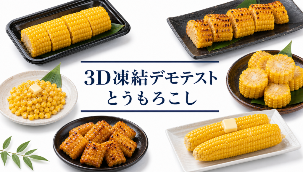 とうもろこしを3Dフリーザー®で急速冷凍するデモテスト