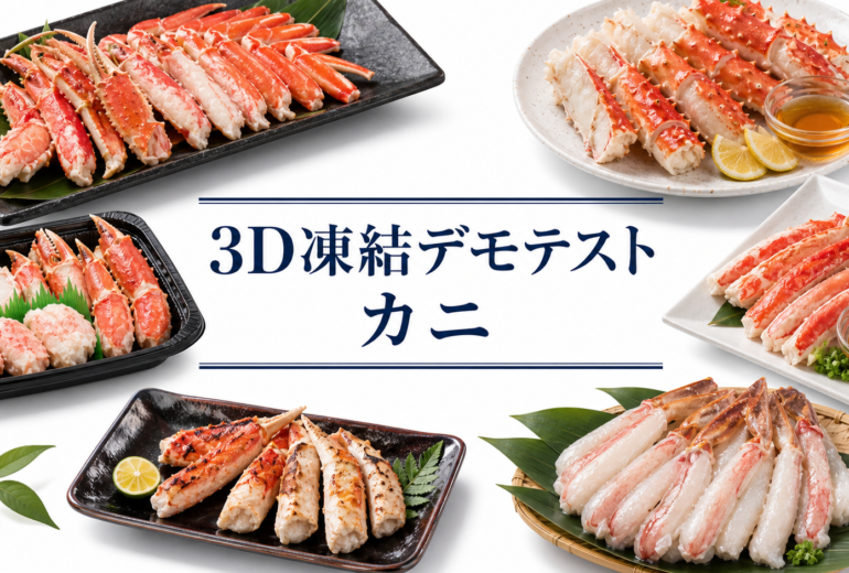 カニを3Dフリーザー®で急速冷凍するデモテスト