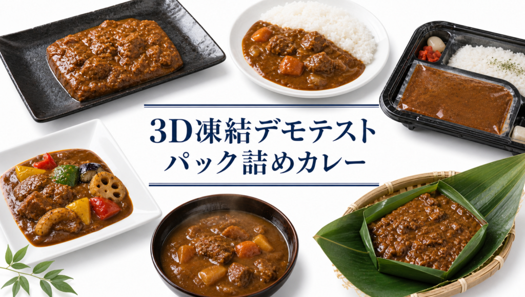 カレーパックの3Dフリーザー®で急速冷凍するデモテスト