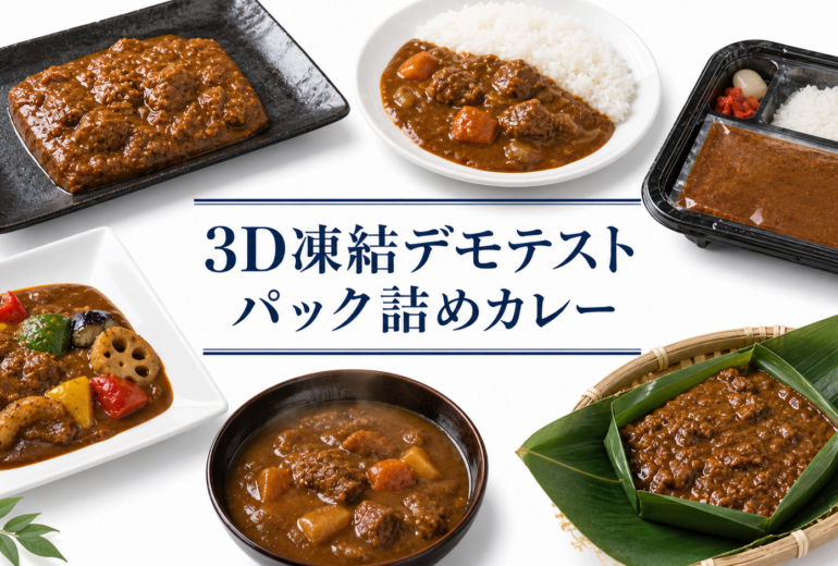 カレーパックの3Dフリーザー®で急速冷凍するデモテスト