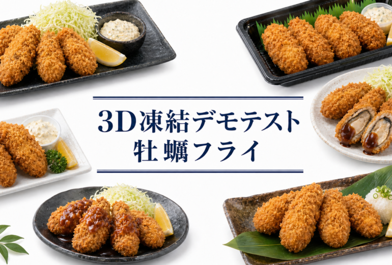 牡蠣フライを3Dフリーザー®で急速冷凍するデモテスト