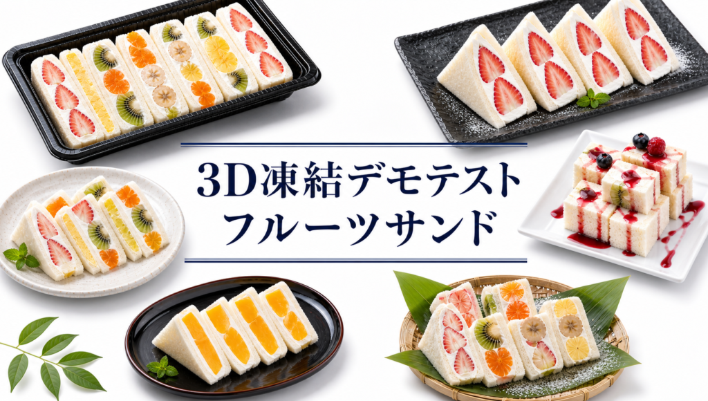 フルーツサンドを3Dフリーザー®で急速冷凍するデモテスト