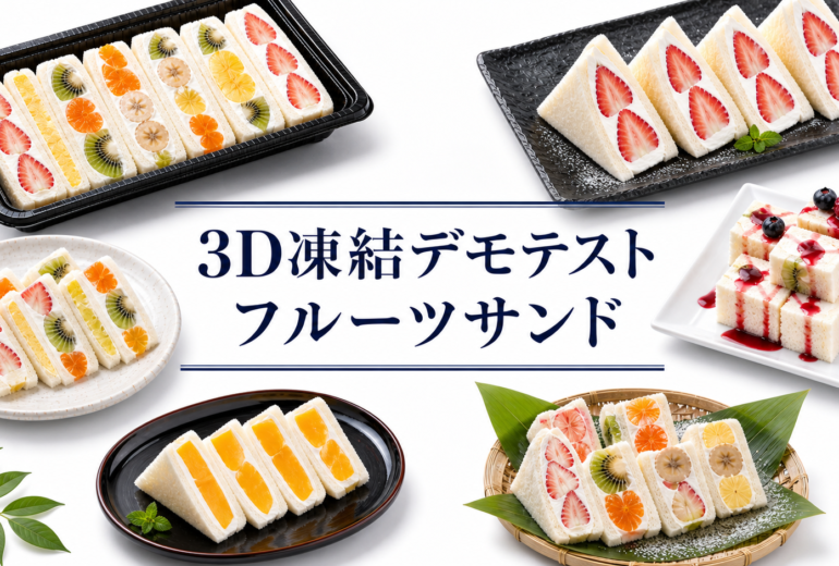 フルーツサンドを3Dフリーザー®で急速冷凍するデモテスト