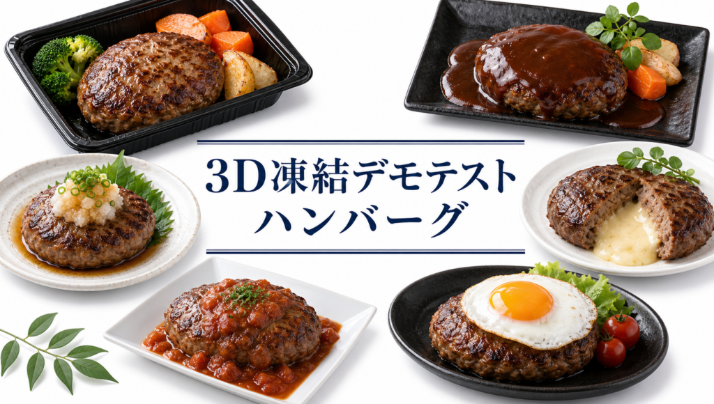 ハンバーグを3Dフリーザー®で急速冷凍するデモテスト