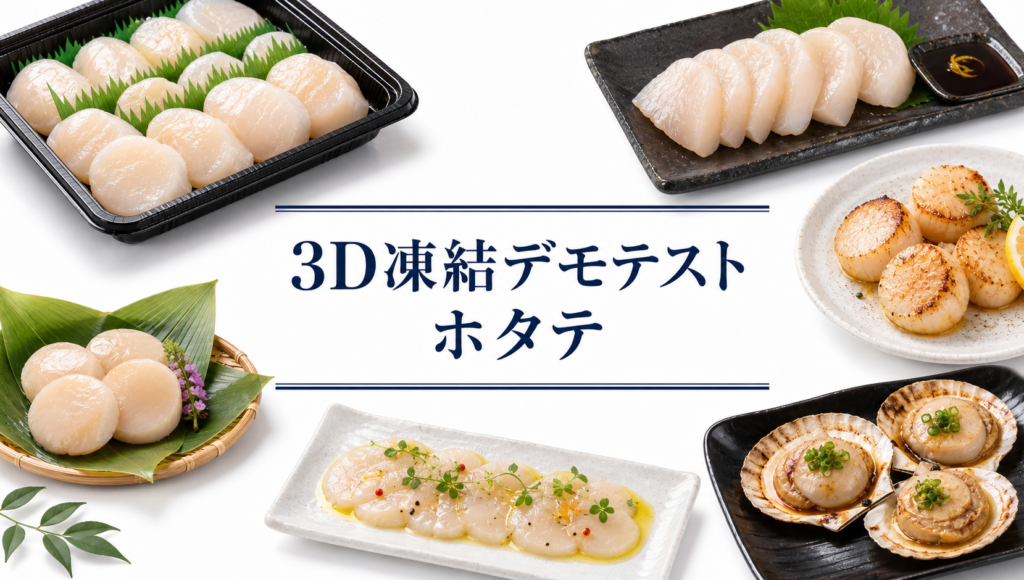 ホタテを3Dフリーザー®で急速冷凍するデモテスト