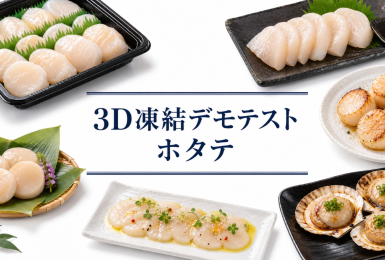 ホタテを3Dフリーザー®で急速冷凍するデモテスト