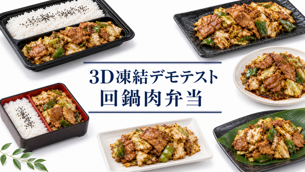 回鍋肉弁当を3Dフリーザー®で急速冷凍するデモテスト