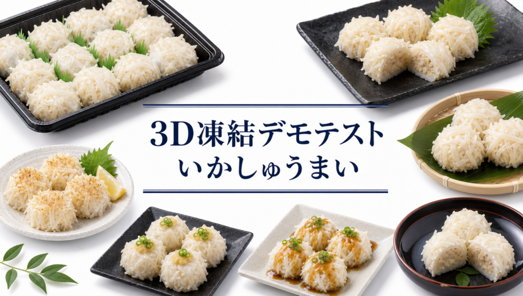 いかしゅうまいを3Dフリーザー®で急速冷凍するデモテスト