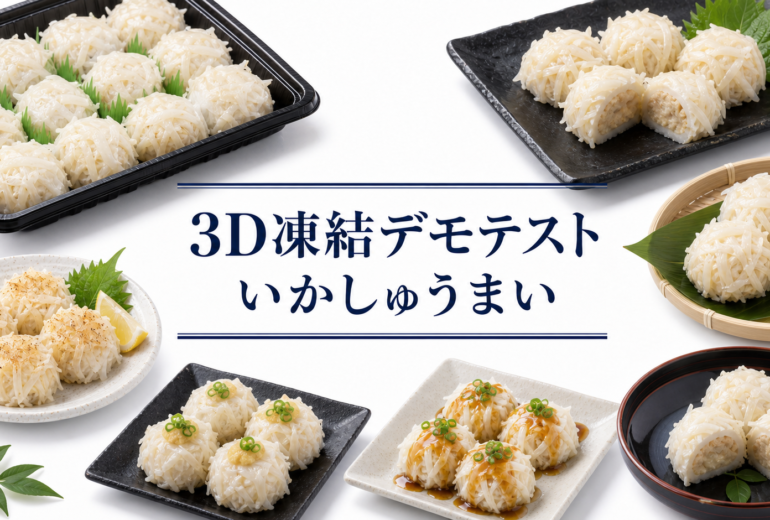 いかしゅうまいを3Dフリーザー®で急速冷凍するデモテスト