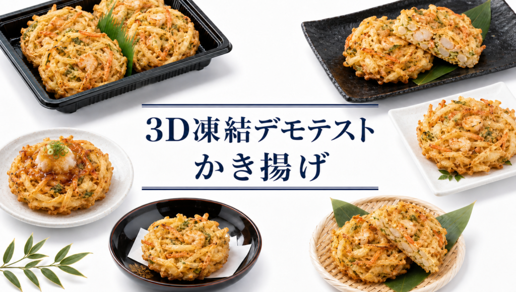 かき揚げの3Dフリーザー®で急速冷凍するデモテスト