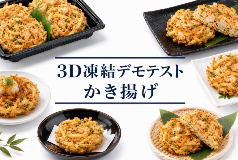 かき揚げの3Dフリーザー®で急速冷凍するデモテスト