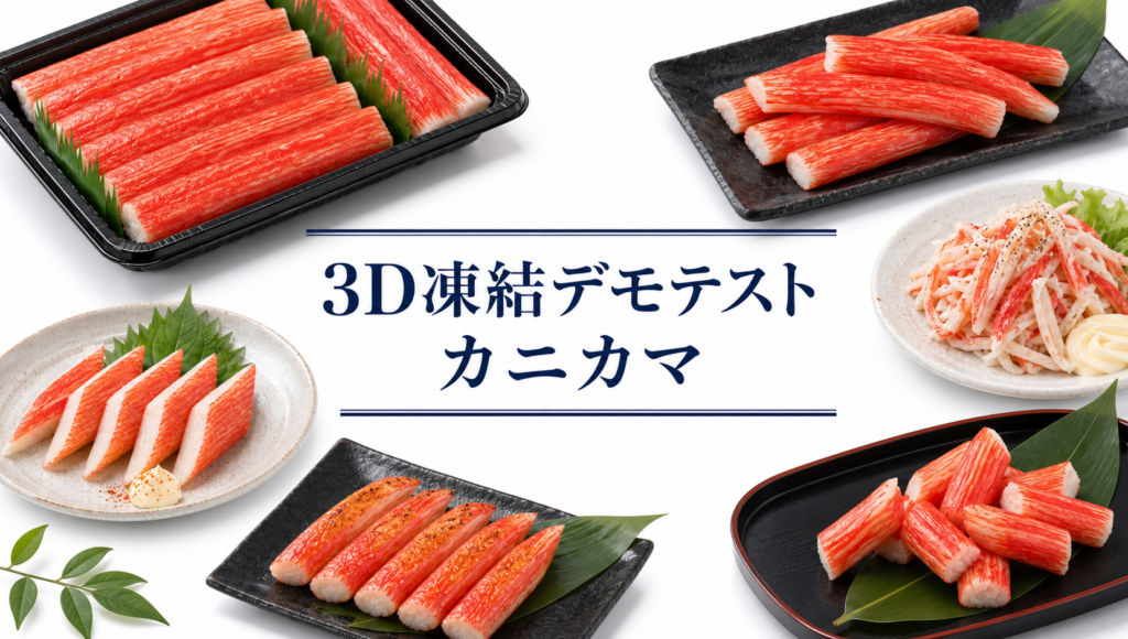カニカマの3Dフリーザー®で急速冷凍するデモテスト